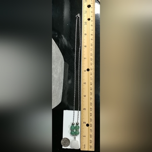 Quartz Crystal Aventurine Beaded Necklace Natural Gemstone Pendant Stainless 20" - Picture 15 of 15